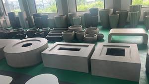 Table basse ronde en béton blanche pour 4 personnes Table de conférence de salon moderne et luxueuse pour l'intérieur et l'extérieur - Product Image 4