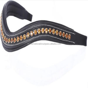 Cristales de cuero inglés negros o marrones hechos a mano de calidad de exportación, banda decorativa para cejas de caballo de cuero de canal vacío en mazorca completa - Product Image 2