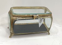Les mieux notés meilleure vente dernière conception boîte en verre bordure en laiton biseauté verre stockage bijoux anneau et boucle d'oreille souvenir boîte Antique