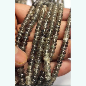 Collar de cuentas de cuarzo rutilado negro natural de 20 hebras, cuentas redondas lisas de 8x5 mm, 1828 quilates, lote Iroc Sales, longitud de 16 pulgadas - Product Image 4