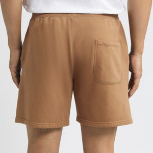 Short de survêtement en coton molletonné 100% pour hommes taille haute avec cordon de serrage couleur unie vêtements de fitness décontractés pour le travail de la salle de sport teint en plaine pour les garçons - Product Image 2