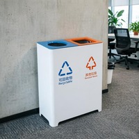 Poubelles commerciales SD-37B 72L 19Gal avec poubelles de recyclage à séparation, poubelle carrée double, poubelle de recyclage à double compartiment, 2 compartiments