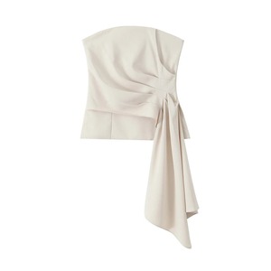 ชุดสองชิ้นเสื้อเกาะอกจับจีบแฟชั่นสำหรับผู้หญิงชุดสองชิ้นเอวสูงมีกระเป๋าข้าง - Product Image 1