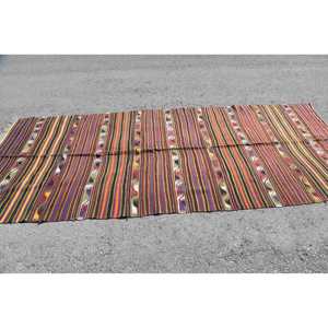 5x11.5 ft Vintage Kilim Rug, Turkish Rug, <b>Red</b> Ombr <b>Wool</b> Rug - Product Image 3