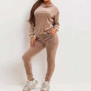 "Women's Slim Fit Cotton Tracksuit Set 2-Piece Breathable <b>Velour</b> <b>Hoodie</b> Sweatshirt Casual Winter Wear Made in Pakistan" - Product Image 4