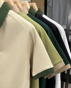 Collier de golf athlétique décontracté à manches courtes et fermeture éclair quart pour t-shirts polo à manches courtes pour hommes en tissus polyester spandex - Product Image 3