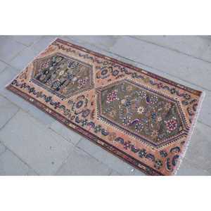 Tapis turc 2,5x5,2 pieds, petit tapis vintage, tapis persan marron bleu - Product Image 2