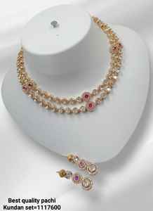 INDIAN TRADITIONAL and FASHIONABLE COPPER <b>JEWELLERY</b> BRIDAL WEDDING <b>JEWELLERY</b> <b>SET</b> for WOMEN EARRINGS and NECKLACE <b>SET</b> - Product Image 3