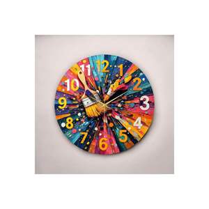 Colorful Print Patterned <b>50cm</b> Wooden Silent Table <b>Wall</b> <b>Clock</b> Perfect Gift Idea - Product Image 2