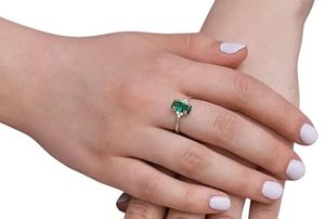 Women's <b>Ring</b> Natural <b>Emerald</b> Gemstone May Birthstone Engagement Minimal Christmas Handmade Jewelry 925 Sterling <b>Silver</b> <b>Ring</b> - Product Image 4