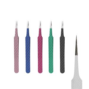 Pince à cils personnalisée à marque privée, à pointe isolante puissante en fibre, en acier inoxydable, pour extensions de cils - Product Image 1