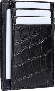 Porte-cartes en cuir véritable Porte-cartes haut de gamme et élégant Compartiment pour cartes et devises - Product Image 2