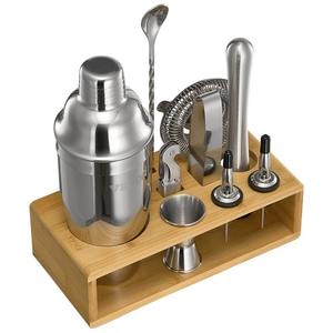 Stainless Steel <b>Cocktail</b> <b>Shaker</b> <b>Set</b> with Elegant Wooden Base and Lid for Weddings and Special Events - Product Image 4