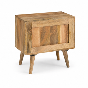 Table de chevet Moos en bois de manguier massif, 2 tiroirs, style moderne minimaliste, meubles de chambre à coucher, meubles d'hôtel, taille personnalisée, antique - Product Image 4