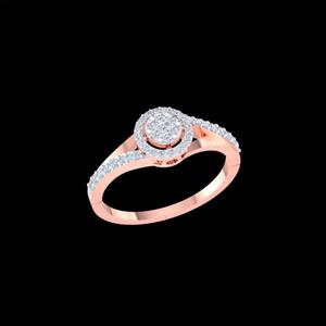 Bague en or rose 14 carats avec grappe de diamants, certifiée, pour mariage et soirée - Product Image 1