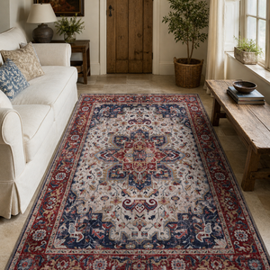 Alfombra Lavable Vintage Color Lila Desgastado RW1323 de Rug Weavers, Venta al Por Mayor, Chenilla Lavable, 10 Tamaños - Product Image 1
