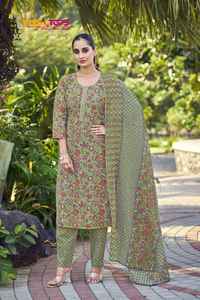 Colección de verano India y paquistaní para mujer, Kurta estampado de algodón con Pantalón de algodón estampado y Mul algodón Dupatta hecho a mano indio - Product Image 3