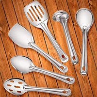 Ensemble d'ustensiles de cuisine 5 pièces en acier inoxydable, écologique et de qualité alimentaire, outils de cuisson robustes pour le service, lavage à la main uniquement, usage domestique