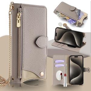 เคสฝาพับมีกระเป๋าเงินหนังปกป้องรวมทั้งหมดเคสโทรศัพท์มือถือสำหรับ iPhone PU กระเป๋าโทรศัพท์สำหรับ Samsung wristband Case Pouch - Product Image 1