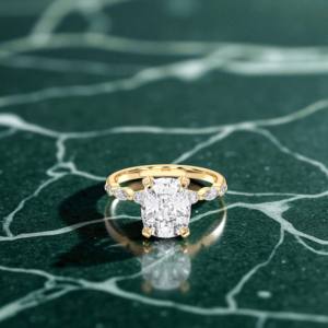 4.24 Carat Moissanite Engagement <b>Ring</b> <b>Cushion</b> & Round Marquise Cut in Silver Centre 4.00CT E-F/VVS-VS Quality Similar Diamond - Product Image 4