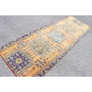 Alfombra de 3.2x9.1 pies, Alfombra Vintage, Alfombra Persa Azul - Product Image 2