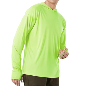 Chemise de protection anti-UV à manches longues pour homme, vert néon, séchage rapide, polyester, pour activités de plein air - Product Image 1