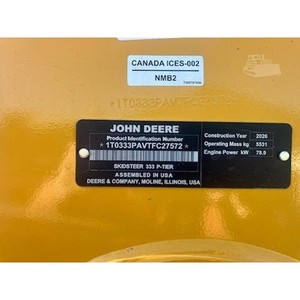 Chargeuse sur chenilles d'occasion John Deere 333 P-Tier 2026, norme Euro 5, capacité nominale de 6 tonnes, mini-chargeuse compacte, chargeuse de grumes 20 40 - Product Image 4