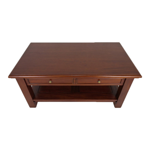 Table basse Desione en bois d'acajou, design traditionnel, structure en bois massif, meuble de salon, base inférieure pour placer des objets - Product Image 5