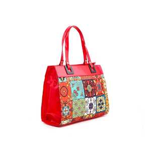 Bolso de mano rojo Formal P55281 moda-Bolso de fiesta de cuero de uso diario informal clásico con patrón de piedra de concha y decoración de cadena - Product Image 2