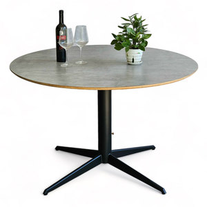 120cm Round Minimalist <b>Dining</b> <b>Table</b> BA68186 with Extendable Star-Shaped Iron Frame and Sintered Stone Top - Product Image 1