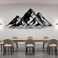 Décoration murale artisanale en forme de montagne en fer de qualité supérieure, finition thermolaquée, base de support pour bureaux modernes/cafés, tailles personnalisées