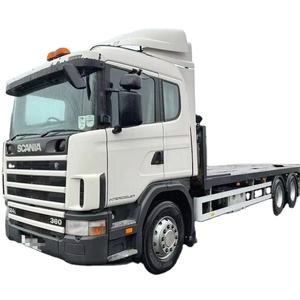 Camión de Transporte de Plataforma Plana Scania 124 L 360 de 1999, Camión de Remolque con Plataforma Hidráulica para Transporte de Vehículos - Product Image 1