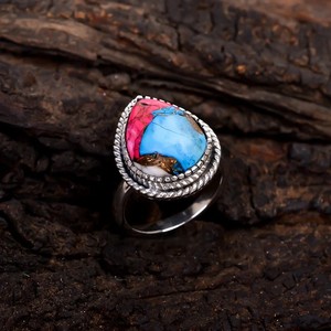 2025 algodón caramelo turquesa 10x14mm pera 925 plata esterlina hecho a mano anillo de piedras preciosas para mujeres oxidado declaración joyería regalo - Product Image 2