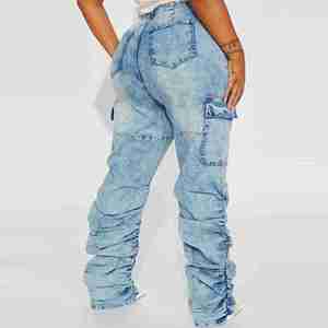 Pantalon baggy tendance et respirant pour femmes, taille haute, jean en denim à 6 poches, jean cargo surdimensionné pour femmes - Product Image 1