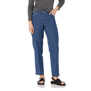 Pantalones vaqueros de mezclilla lavados de calidad superior de corte holgado recto de cintura alta para mujer, Parte delantera plana de talla grande para la temporada de primavera - Product Image 5