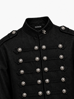 Veste en jean pour homme DiZNEW personnalisée, vintage, noire, avec boutons argentés, col montant, OEM ODM, étiquette privée