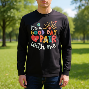 Camiseta de manga larga para analista del comportamiento aplicado, para uso diario, ideal para combinar con la frase 'Good Day to Pair with Me'. - Product Image 3