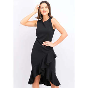 Abito Nero da Donna Calvin Klein Taglia 2 Senza Maniche con Orlo Arricciato, Silhouette a Tubino Comoda con Vita Naturale - Product Image 1