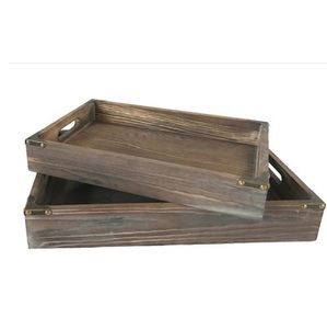 Custom Lightweight Rectangular Wooden Serving Tray with <b>Copper</b> and Iron Finish for Decorative Use in Kitchen - Product Image 1