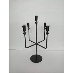Bougeoir en métal noir à 5 branches, style industriel moderne, pour décoration d'événements et centres de table de mariage, vente en gros - Product Image 1