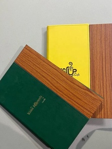 Porte-menu en bois naturel fait main avec logo de restaurant personnalisé, porte-menu en cuir et bois avec panneau en bois - Product Image 6
