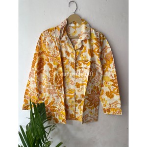 Conjunto de Pijama largo cómodo para mujer, Conjunto de pijama de algodón 100% hecho a mano de uso diario, camisa de verano y playa, pantalón, ropa de dormir Unisex - Product Image 3