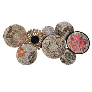 Cestas tejidas decoración de pared colgante perfecta almacenamiento galería de arte pared colgante hecho a mano algas marinas tejidas naturales decoración de cesta de pared plana - Product Image 3