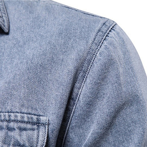 <b>Men's</b> High Quality 100% Cotton Denim <b>Jacket</b> Casual Solid Color Distressed Finish Featuring Thin Style Spring Pocket Stylish Look - Product Image 4