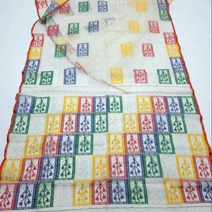 Nouveau Design Deshi Dhakai ROUGE Jamdani Sharee Qualité Exportation pour Femmes JAMDANI TISSU Bleu VERT Doré Bleu Ciel du Bangladesh - Product Image 1