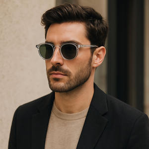 Оптовая продажа, стильные солнцезащитные очки в прозрачной оправе в стиле ретро для мужчин и женщин, одежда в течение всего дня, поляризованная защита от УФ-лучей - Product Image 2