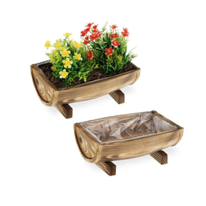 Venta al por mayor de macetas de madera de acacia de medio barril para plantas de exterior macetas de madera para jardín y balcón hechas en Vietnam - Product Image 1