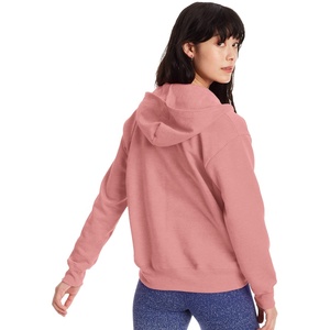 <b>Pink</b> Hooded Pullover <b>Sweatshirt</b> Regular Fit Casual Solid Color Pocket Long Sleeve Cotton French Terry Winter Digital Printing - Product Image 2