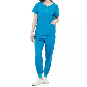 Ensemble de gommage pour femmes haut confortable à col en V et pantalon de jogging avec poches, ensemble de gommages de taille pour femmes - Product Image 4