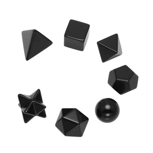 Ensemble de géométrie en pierre de haute qualité ensemble de géométrie en cristal d'obsidienne noire solide platonique ensemble de géométrie en cristal de pierre naturelle sacrée - Product Image 1